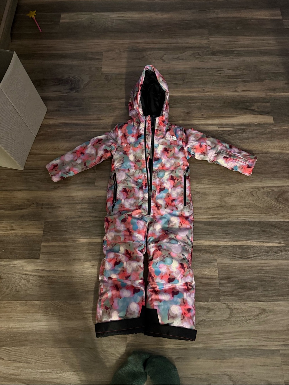 The North Face Kids Hooded Puffer One-Piece - Pink, Blue, White